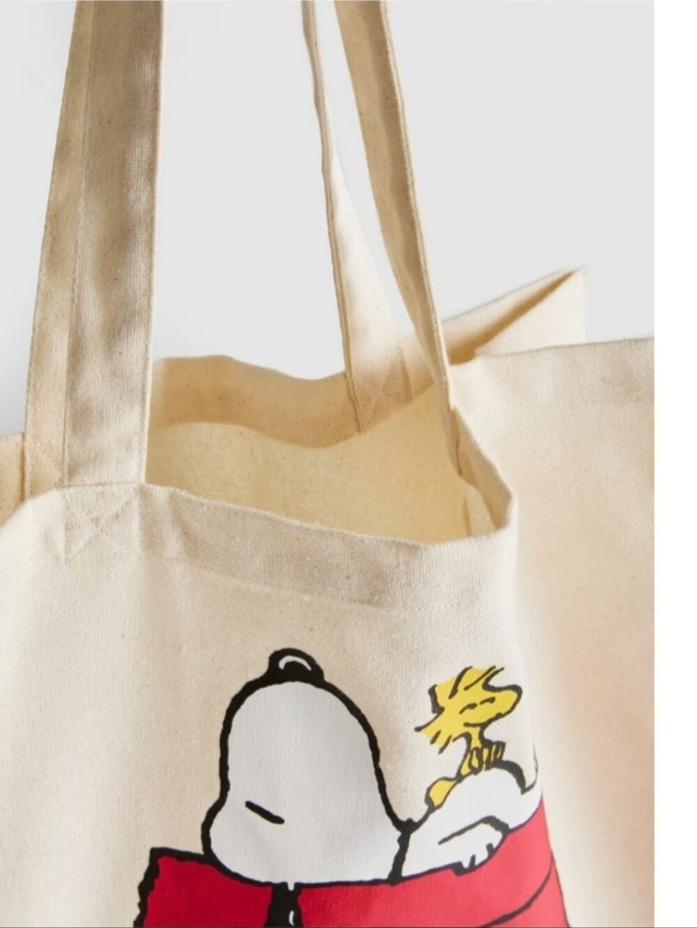 Primark Peanuts Snoopy & Woodstock Cream Tote Bag with Red Print - Picture 2 of 5